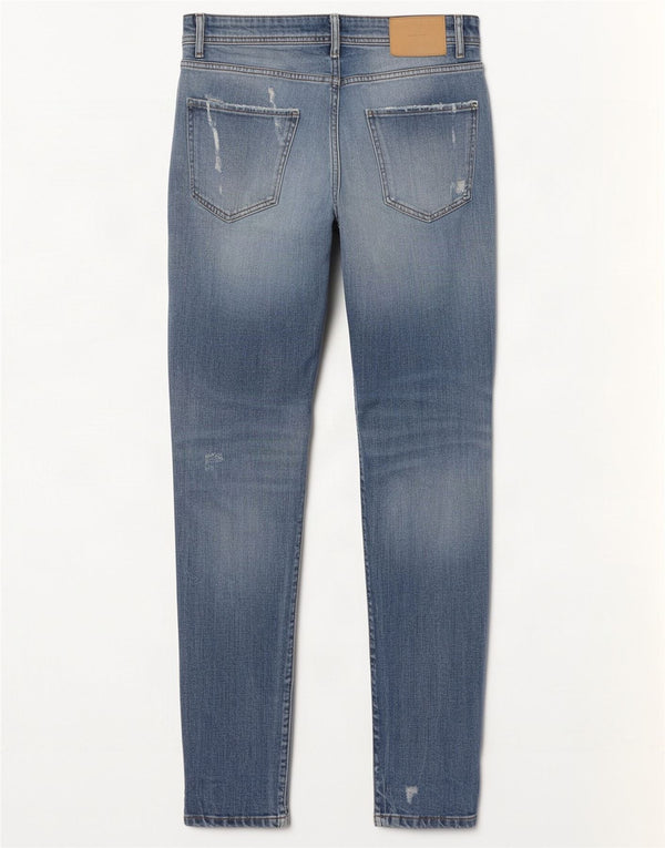 Zara Mens Distressed Skinny Jeans EU 40 Medium W31 L30 Blue Cotton