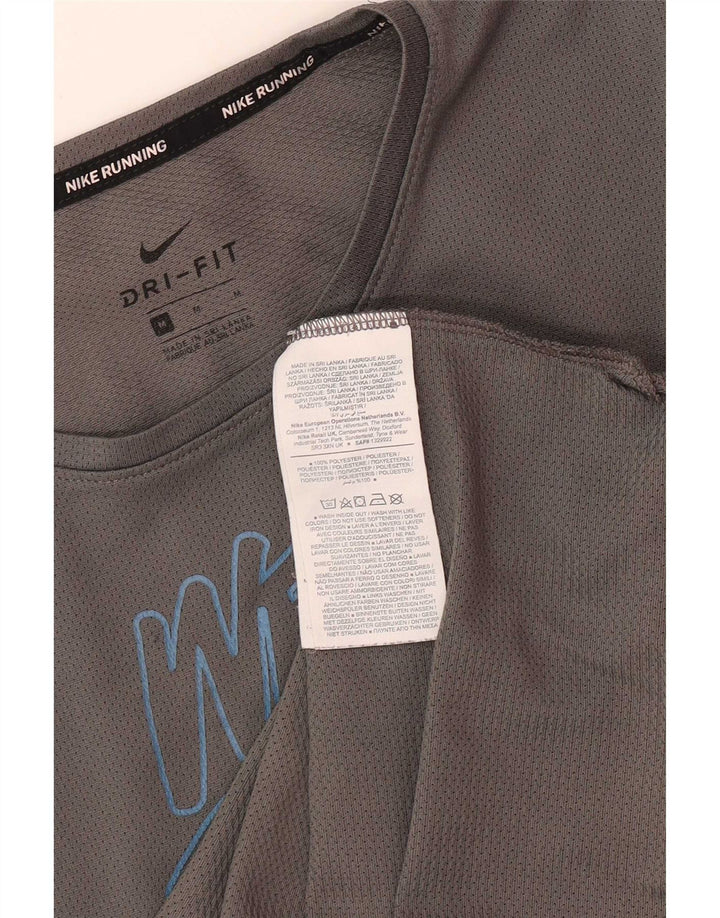 Nike Mens Dri Fit Graphic T-Shirt Top Medium Grey Polyester