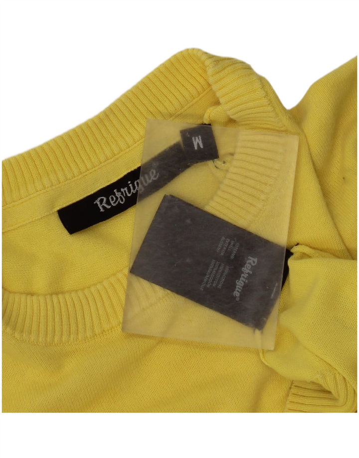 Refrigue Mens Crew Neck Jumper Sweater Medium Yellow Cotton
