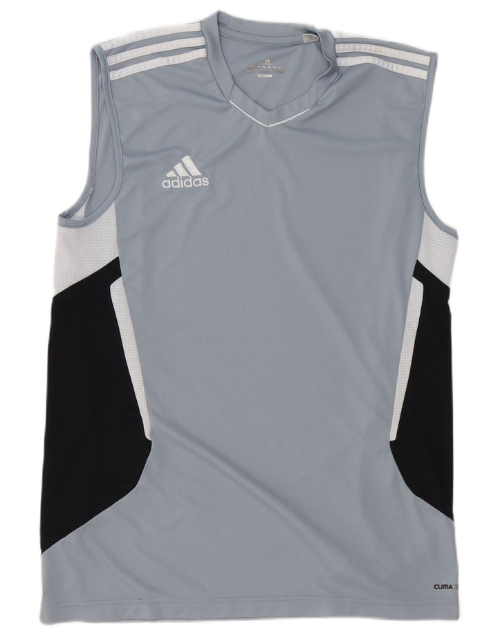 ADIDAS Mens Climacool Vest Top UK 40/42 Medium Blue Colourblock Polyester