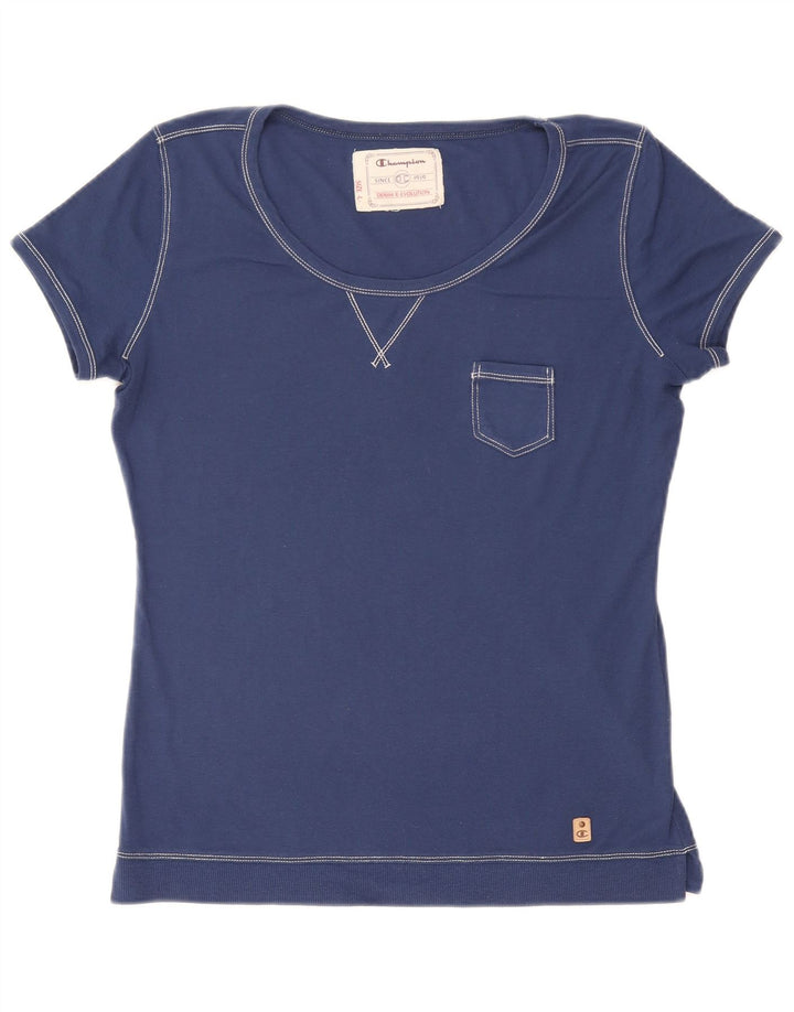 Champion Womens T-Shirt Top UK 14 Large Navy Blue