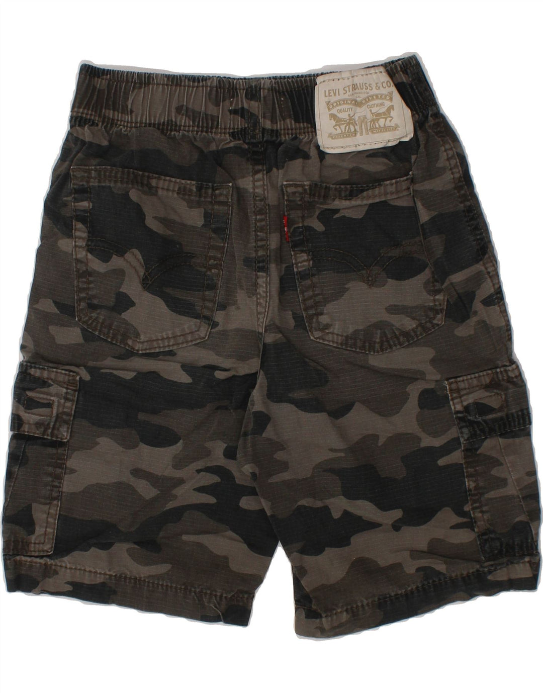 LEVI'S Boys Cargo Shorts 7-8 Years W24 Grey Camouflage Cotton Vintage Levi's and Second-Hand Levi's from Messina Hembry 