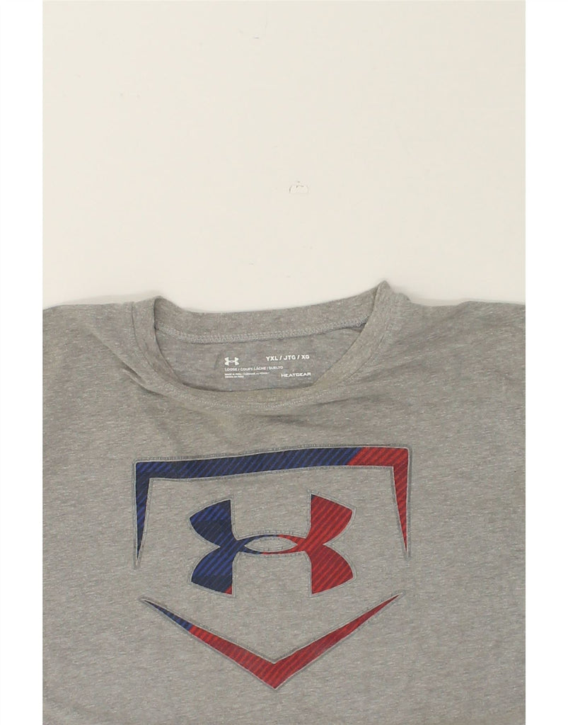 UNDER ARMOUR Boys Heat Gear Graphic T-Shirt Top 15-16 Years XL Grey | Vintage Under Armour | Thrift | Second-Hand Under Armour | Used Clothing | Messina Hembry 