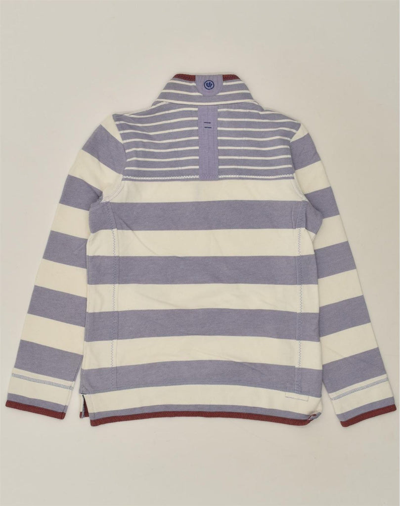 FAT FACE Womens Zip Neck Sweatshirt Jumper UK 8 Small Blue Striped Cotton | Vintage Fat Face | Thrift | Second-Hand Fat Face | Used Clothing | Messina Hembry 