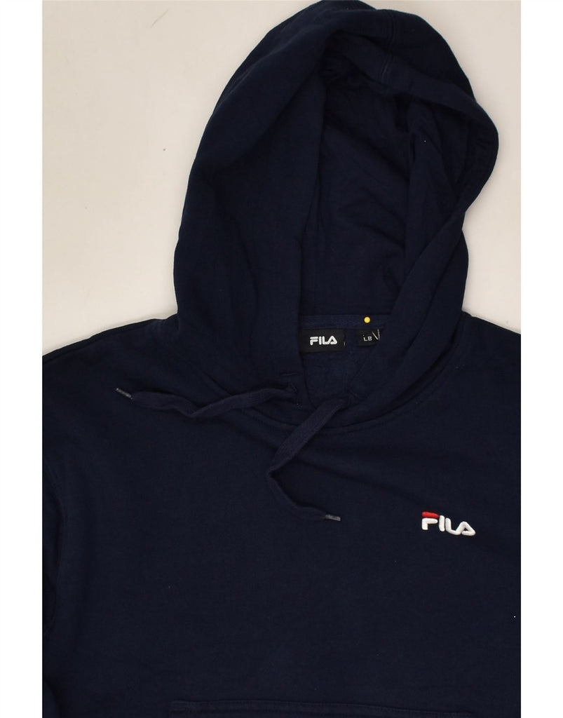 FILA Boys Hoodie Jumper 15-16 Years Large Navy Blue Cotton | Vintage Fila | Thrift | Second-Hand Fila | Used Clothing | Messina Hembry 