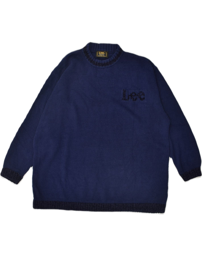 LEE Mens Crew Neck Jumper Sweater XL Navy Blue Acrylic | Vintage Lee | Thrift | Second-Hand Lee | Used Clothing | Messina Hembry 