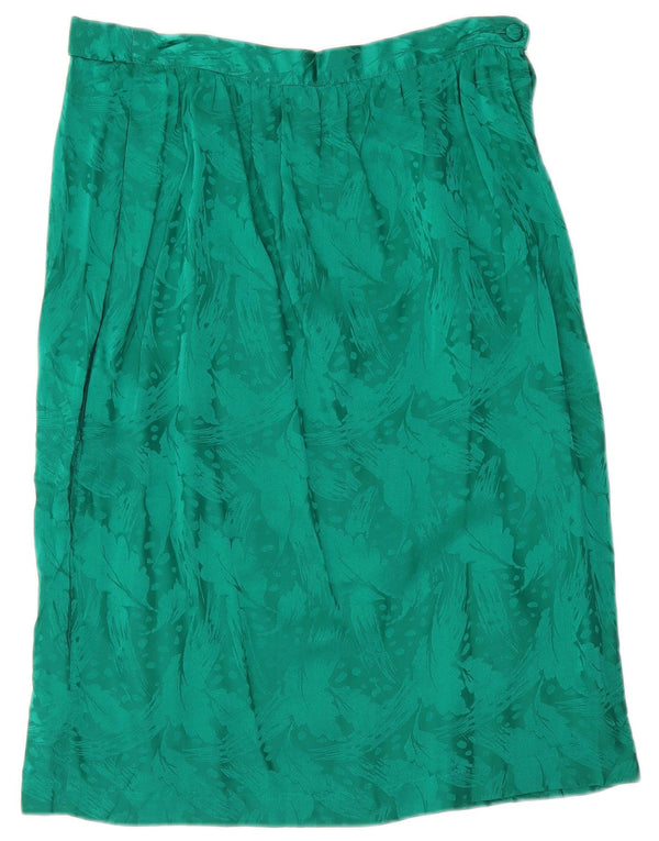 Argenti Womens Straight Skirt UK 12 Medium W30 Green Floral Silk