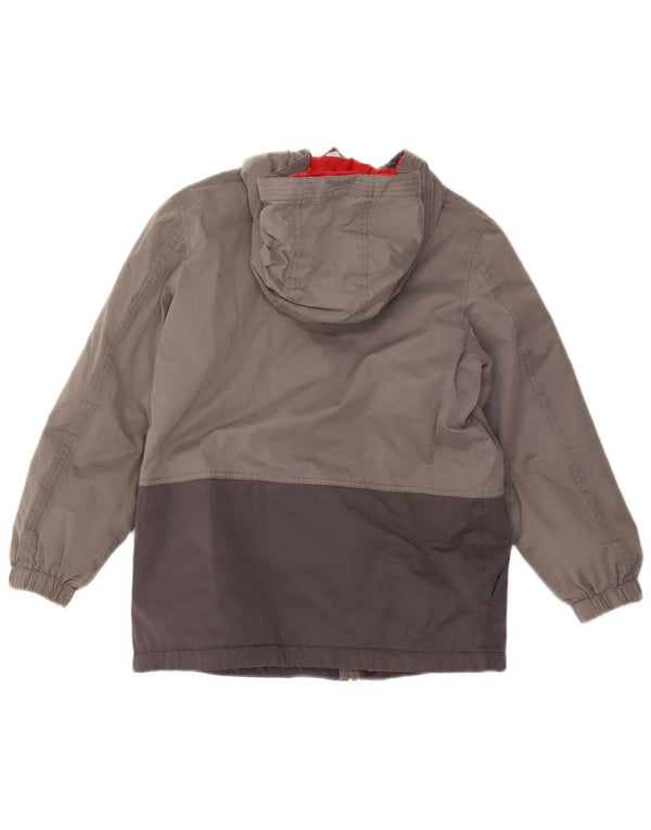 Fat Face Boys Hooded Padded Jacket 11-12 Years Grey Colourblock Polyester