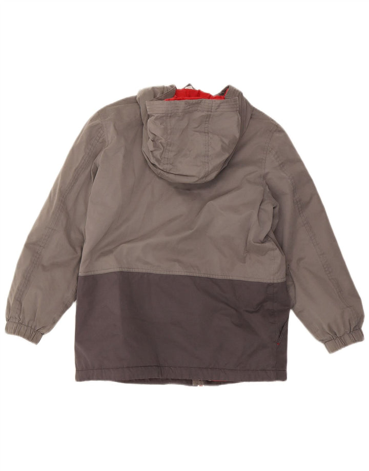 Fat Face Boys Hooded Padded Jacket 11-12 Years Grey Colourblock Polyester
