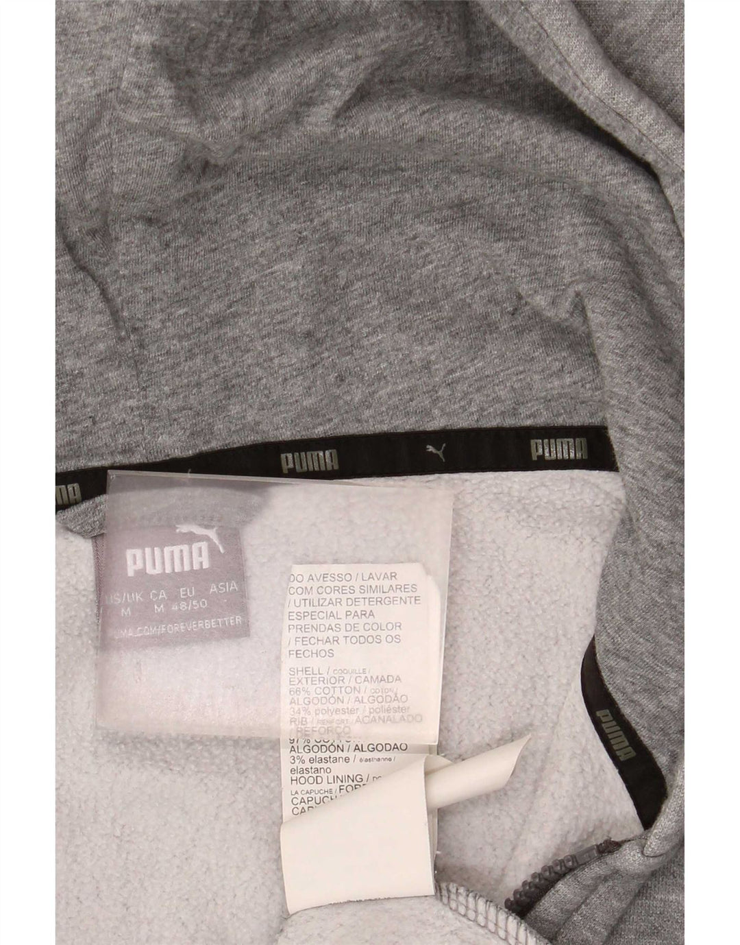 Puma Mens Zip Hoodie Sweater Medium Grey Cotton