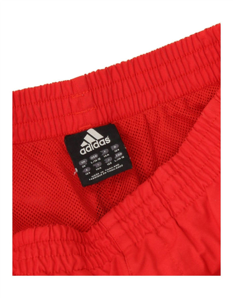 ADIDAS Girls Bermuda Sport Shorts 14-15 Years  Red Polyester Vintage Adidas and Second-Hand Adidas from Messina Hembry 
