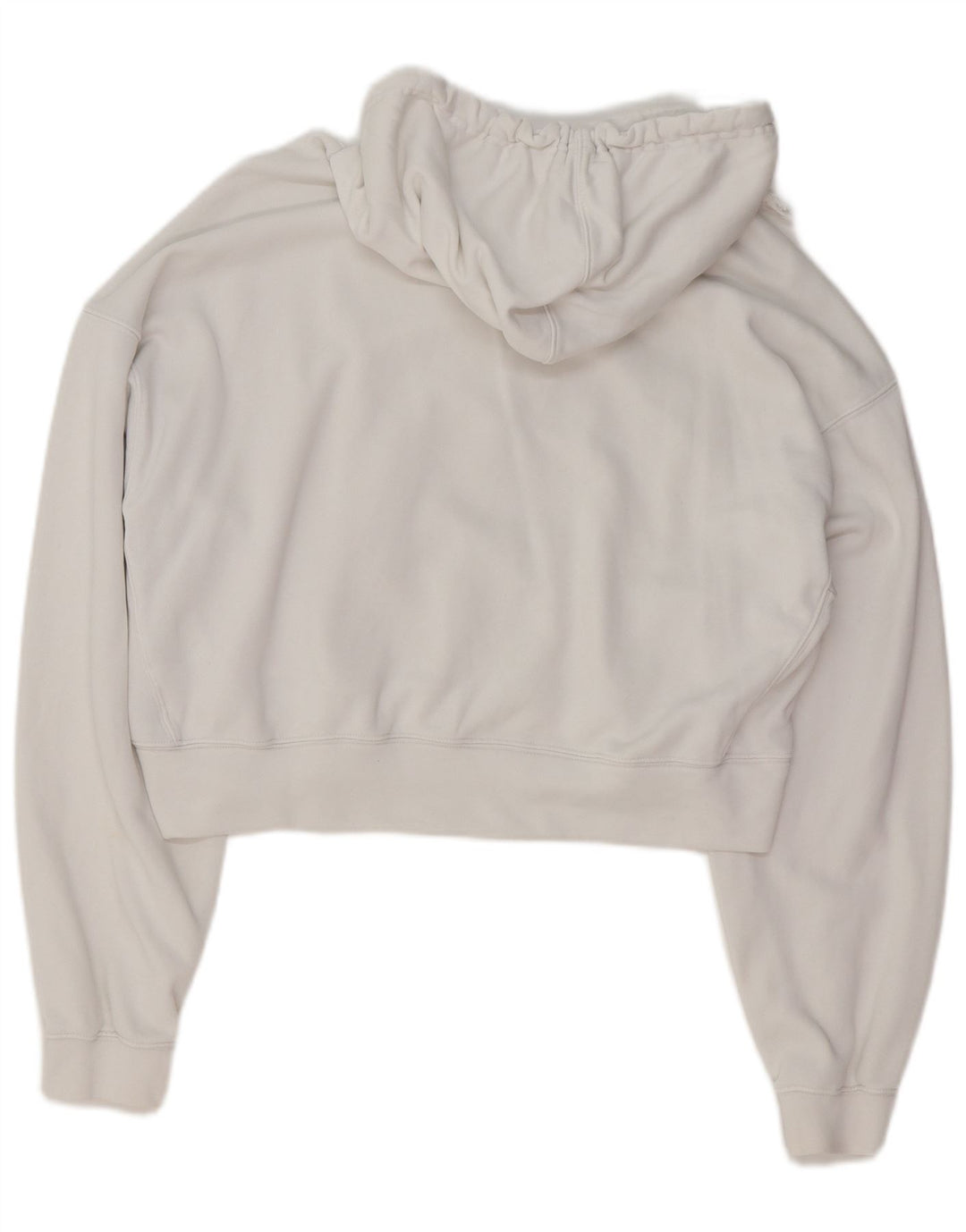 ADIDAS Womens Oversized Crop Hoodie Jumper UK 10 Small White Cotton