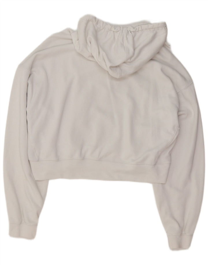 ADIDAS Womens Oversized Crop Hoodie Jumper UK 10 Small White Cotton