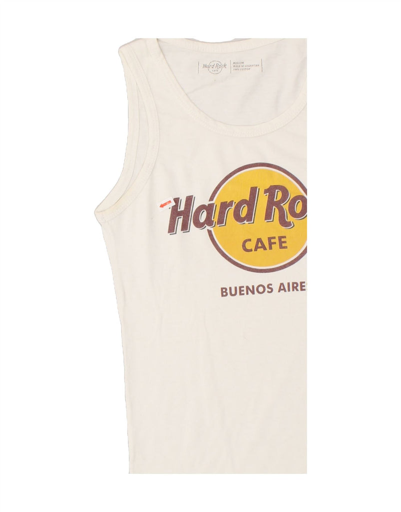 HARD ROCK CAFE Womens Buenos Aires Graphic Vest Top UK 12 Medium White Vintage Hard Rock Cafe and Second-Hand Hard Rock Cafe from Messina Hembry 