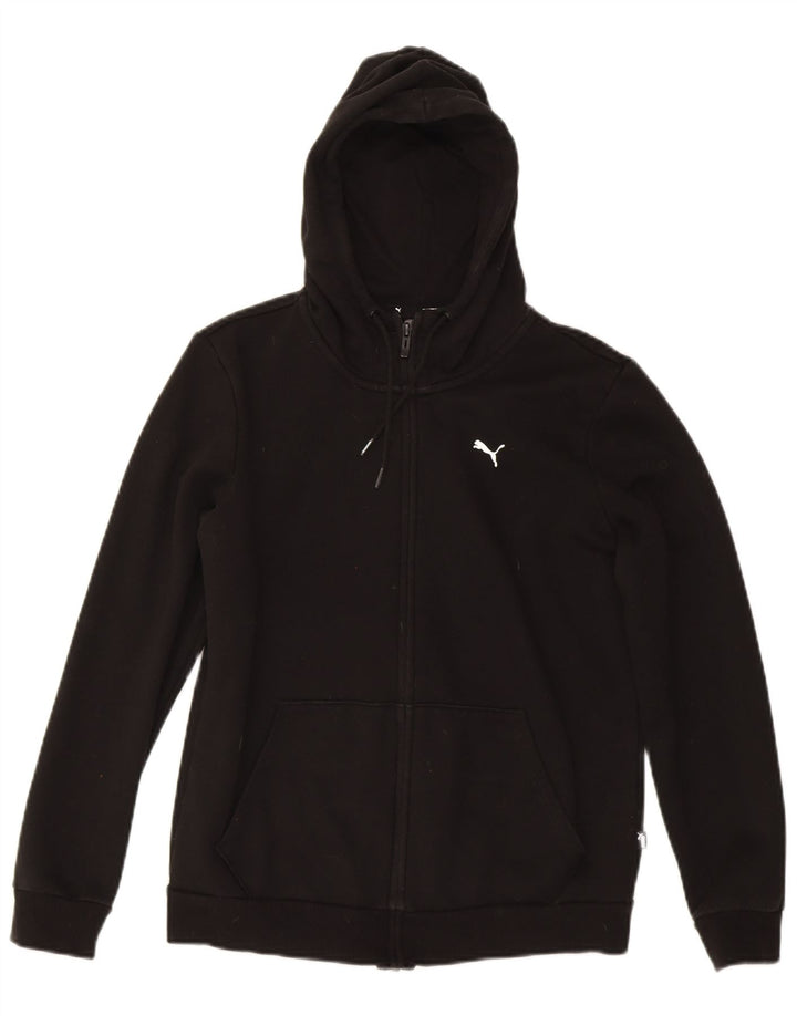PUMA Womens Zip Hoodie Sweater UK 14 Medium Black Cotton