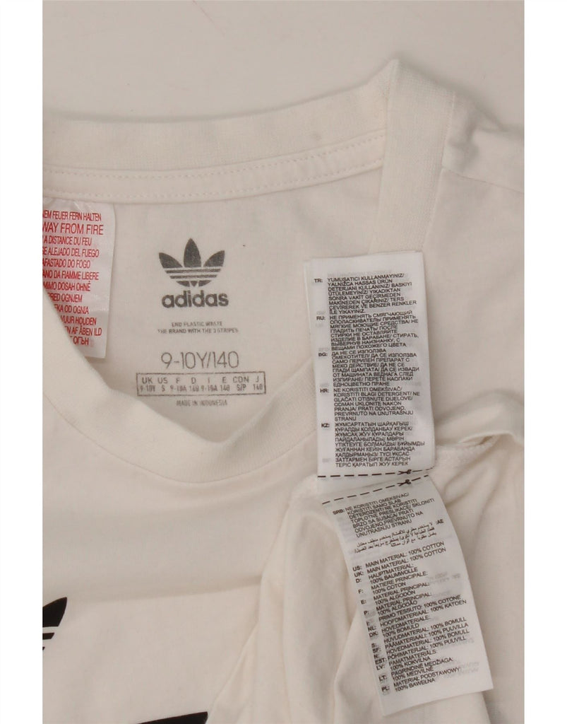 ADIDAS Boys Graphic T-Shirt Top 9-10 Years White Cotton Vintage Adidas and Second-Hand Adidas from Messina Hembry 