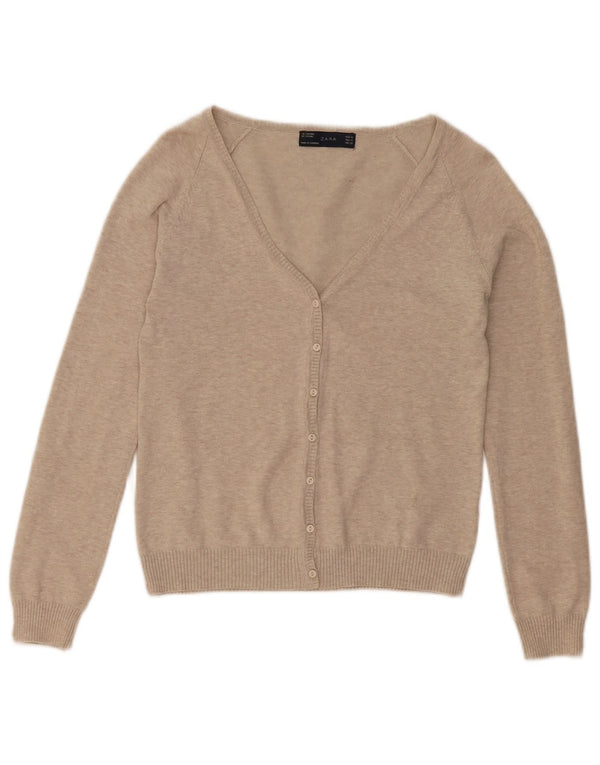 Zara Womens Cardigan Sweater UK 12 Medium Beige
