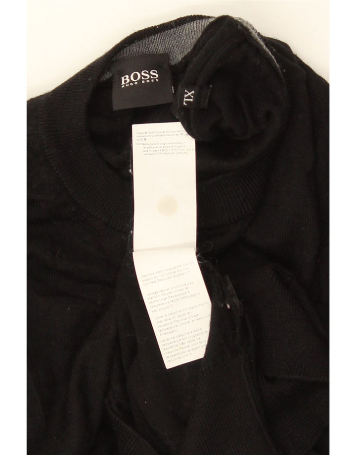 HUGO BOSS Mens Crew Neck Jumper Sweater XL Black Virgin Wool