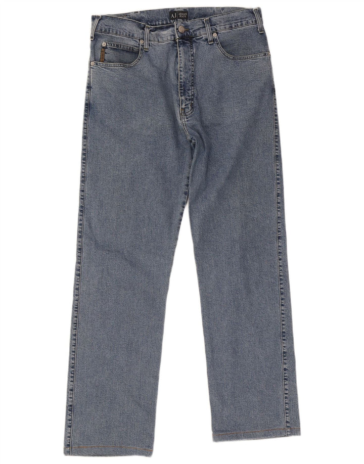 Armani Mens Straight Jeans W34 L29 Blue Cotton