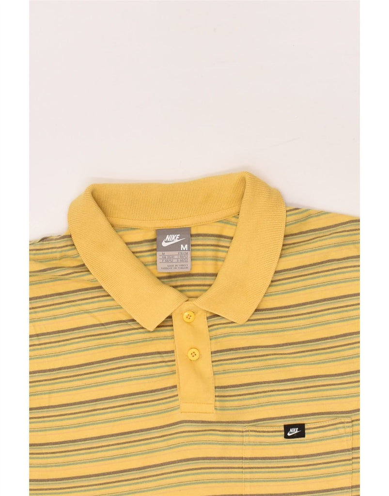 NIKE Mens Polo Shirt Medium Yellow Striped Cotton | Vintage Nike | Thrift | Second-Hand Nike | Used Clothing | Messina Hembry 