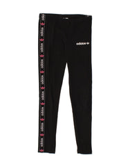 ADIDAS Girls Graphic Leggings 11-12 Years  Black Cotton