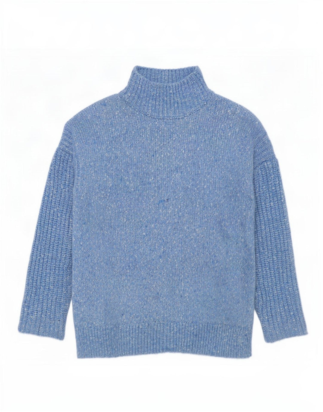 Marks & Spencer Womens Turtle Neck Jumper Sweater UK 14 Medium Blue Flecked