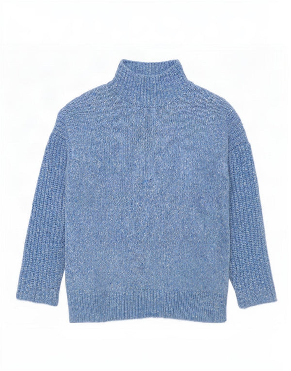 Marks & Spencer Womens Turtle Neck Jumper Sweater UK 14 Medium Blue Flecked