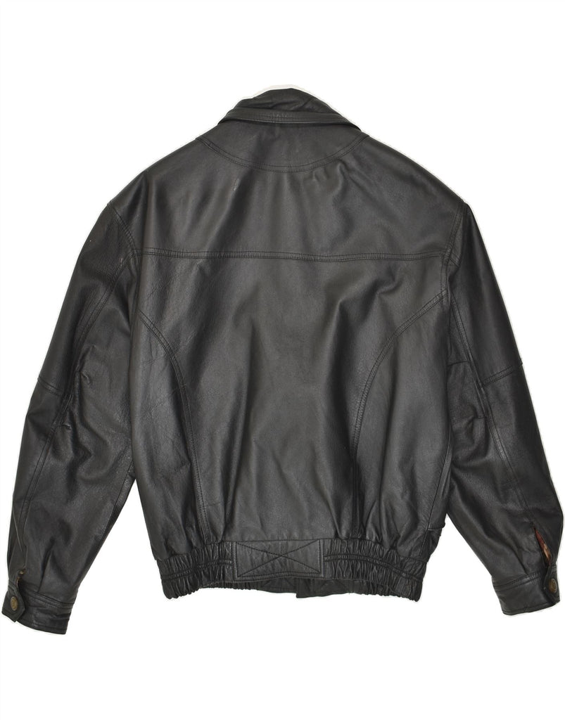 VINTAGE Mens Leather Jacket IT 46 Small Black | Vintage Vintage | Thrift | Second-Hand Vintage | Used Clothing | Messina Hembry 