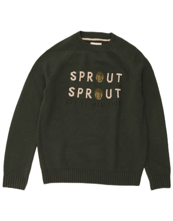 Joules Mens Graphic Crew Neck Jumper Sweater Medium Green Acrylic