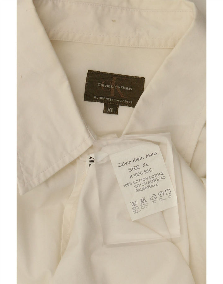 Calvin Klein Mens Shirt XL Off White Cotton