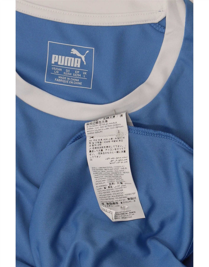 Puma Mens T-Shirt Top Large Blue Colourblock Polyester