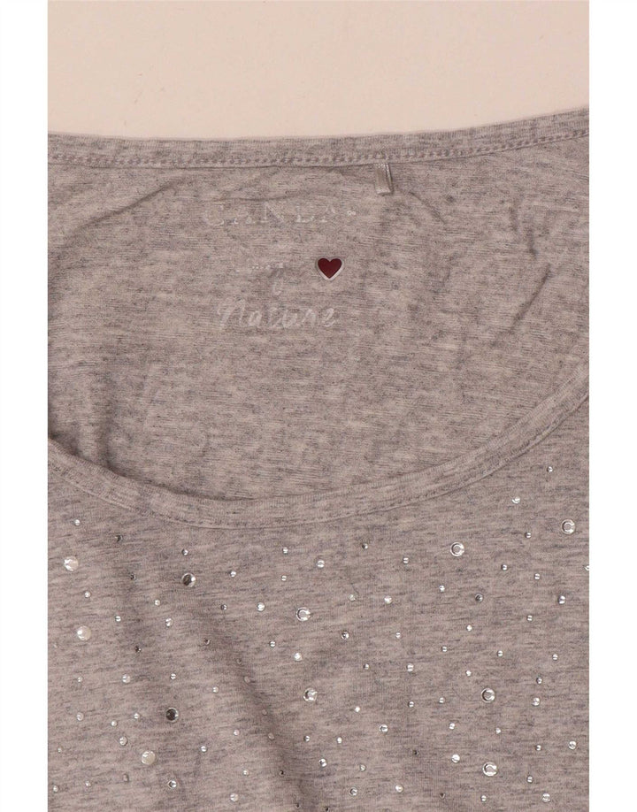 Canda Womens Top 3/4 Sleeve UK 10 Small Grey Flecked