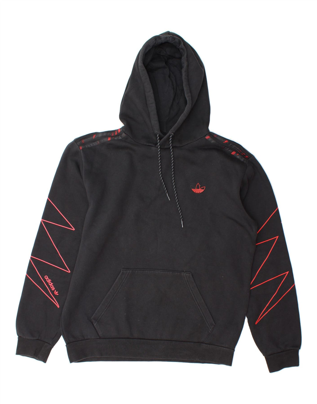 ADIDAS Mens Hoodie Jumper Medium Black Cotton Vintage Adidas and Second-Hand Adidas from Messina Hembry 