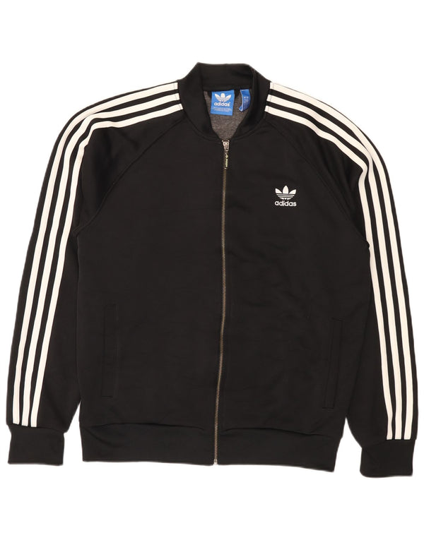 Adidas Mens Tracksuit Top Jacket Large Black Polyester