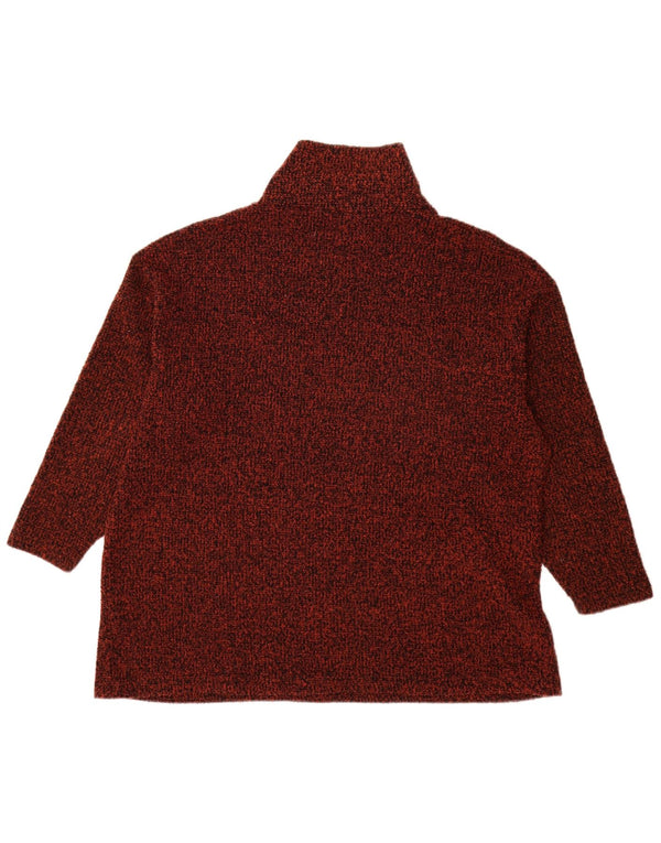 Marks & Spencer Womens Turtle Neck Jumper Sweater UK 22 3XL Maroon Flecked