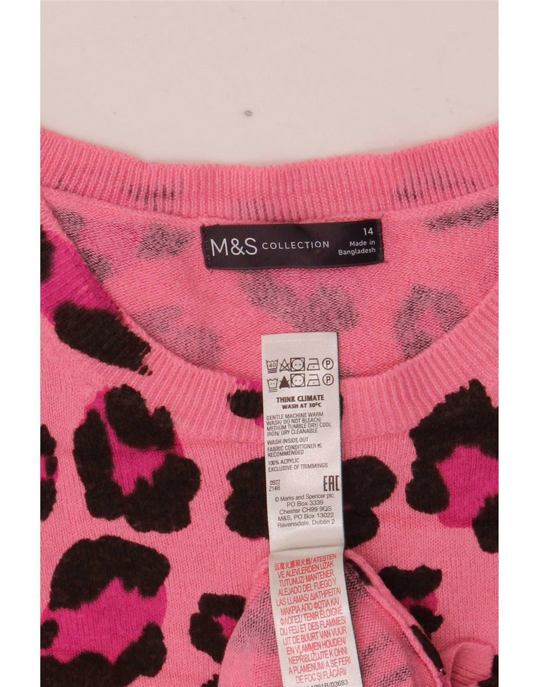 Marks & Spencer Womens Crew Neck Jumper Sweater UK 14 Medium Pink