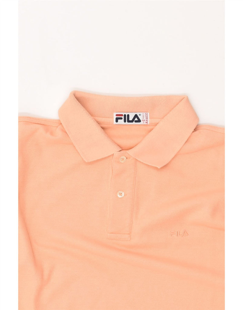 FILA Mens Long Sleeve Polo Shirt Large Orange Cotton | Vintage Fila | Thrift | Second-Hand Fila | Used Clothing | Messina Hembry 