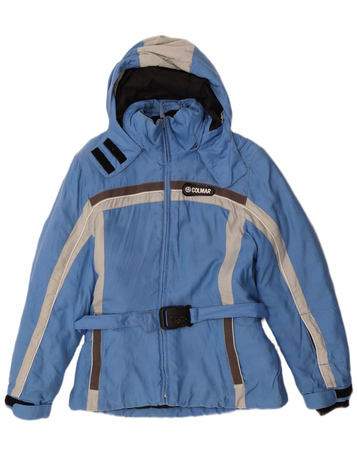 Colmar Womens Hooded Ski Jacket IT 44 Medium Blue Colourblock