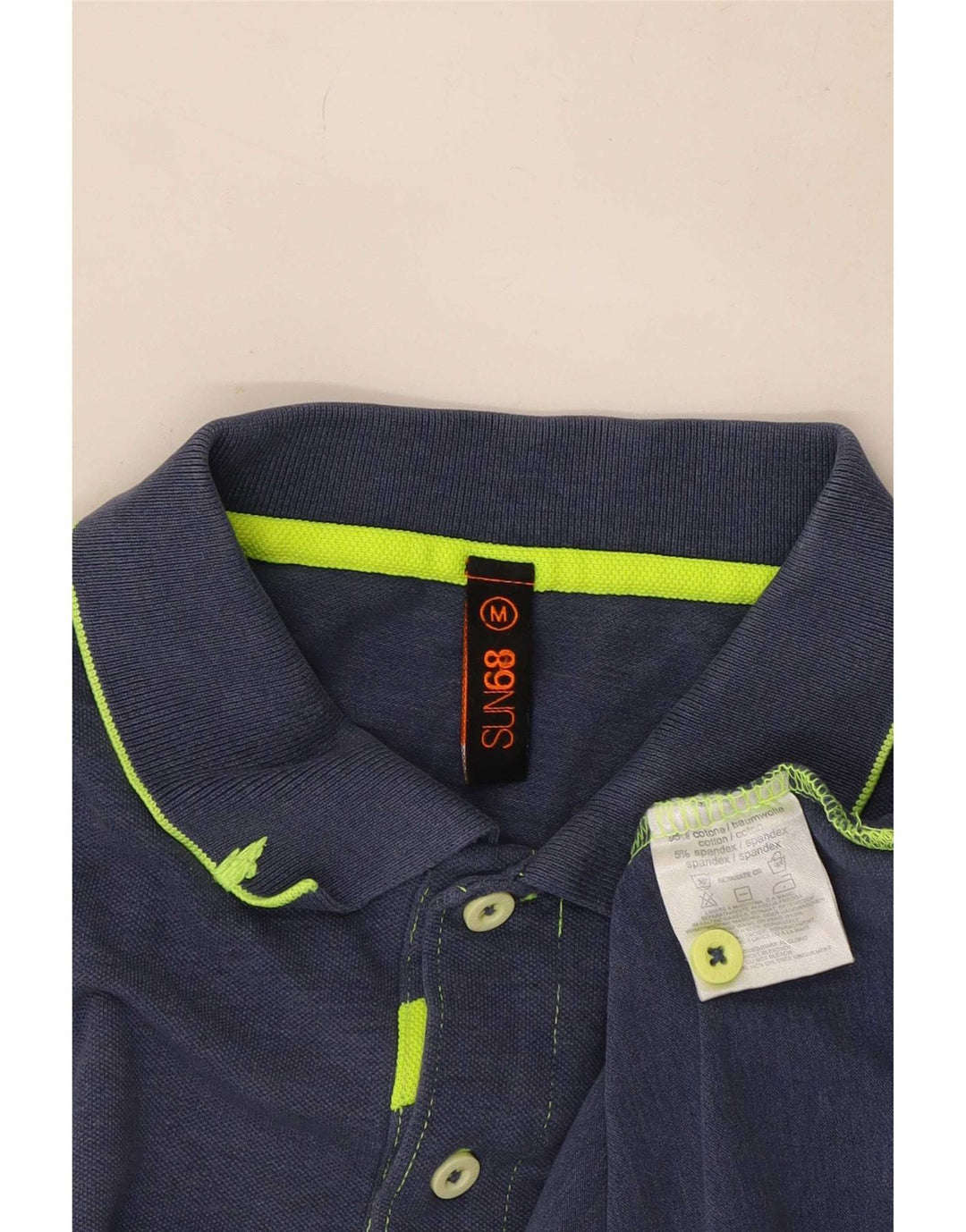 Sun68 Mens Polo Shirt Medium Navy Blue Cotton