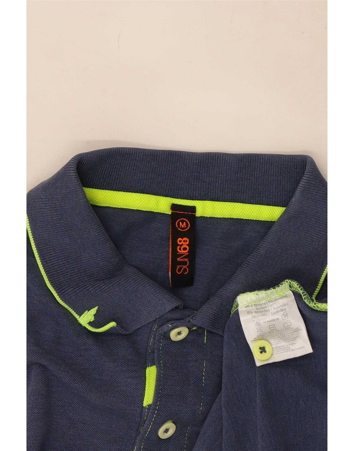 Sun68 Mens Polo Shirt Medium Navy Blue Cotton