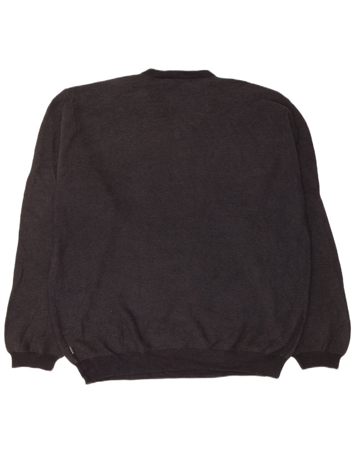 Izod Mens V-Neck Jumper Sweater 2XL Black Cotton