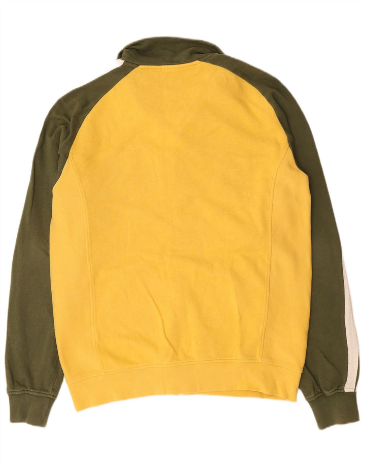 Asics Mens Graphic Tracksuit Top Jacket Medium Yellow Colourblock Cotton