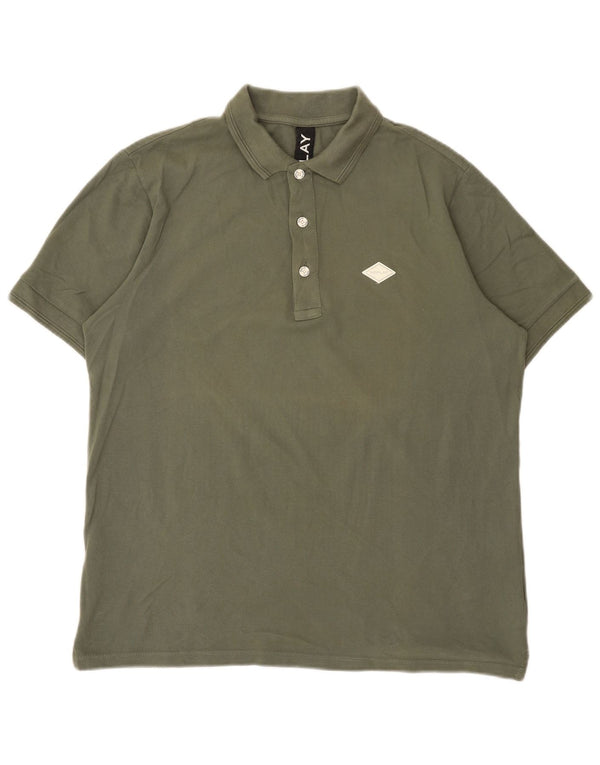 Replay Mens Regular Fit Polo Shirt Large Khaki Cotton Classic
