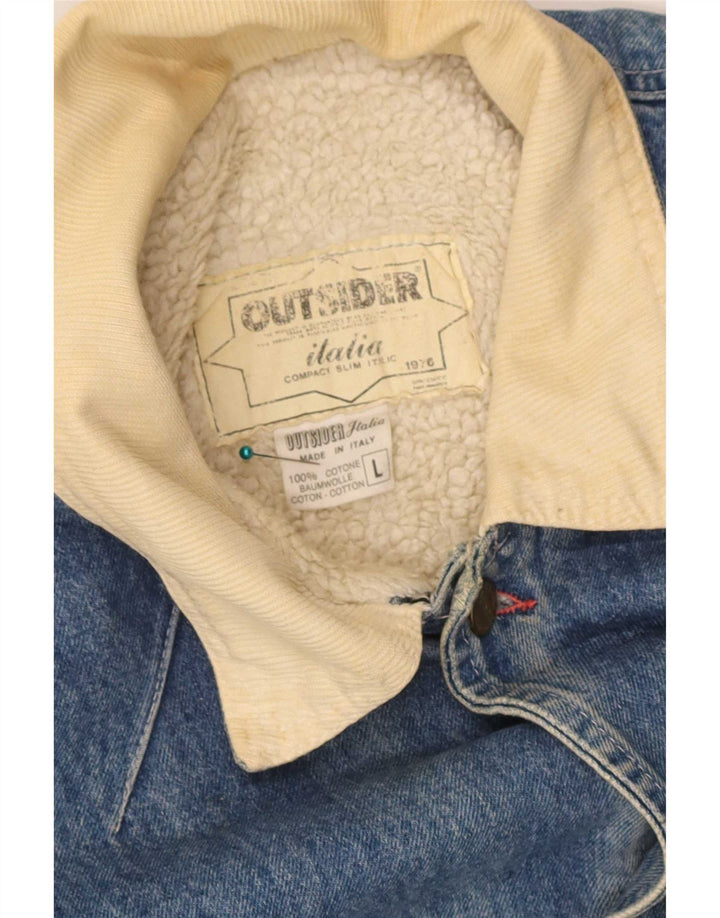 Outsider Mens Sherpa Denim Jacket UK 40 Large Blue Cotton