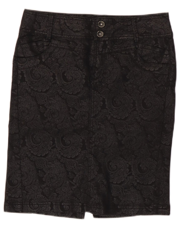 Desigual Womens Pencil Skirt EU 38 Medium W28  Black Paisley