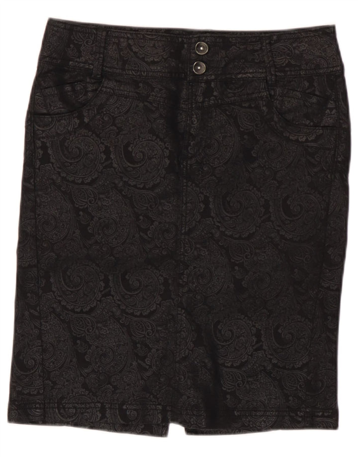Desigual Womens Pencil Skirt EU 38 Medium W28  Black Paisley
