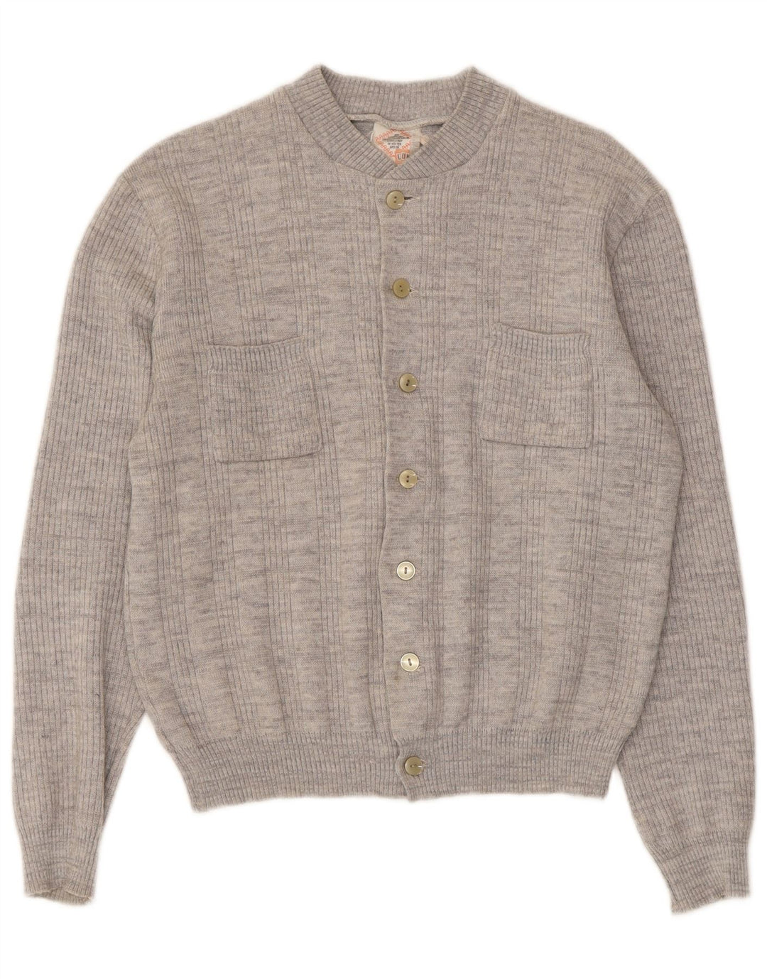 Vintage Womens Cardigan Sweater UK 14 Medium Grey