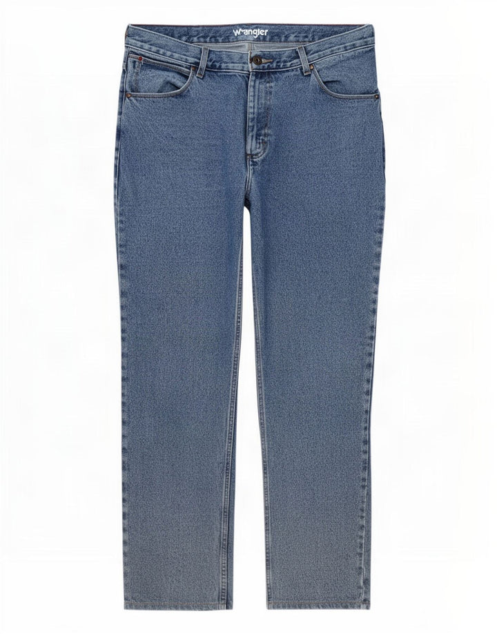 Wrangler Mens Straight Jeans W36 L32 Blue Cotton