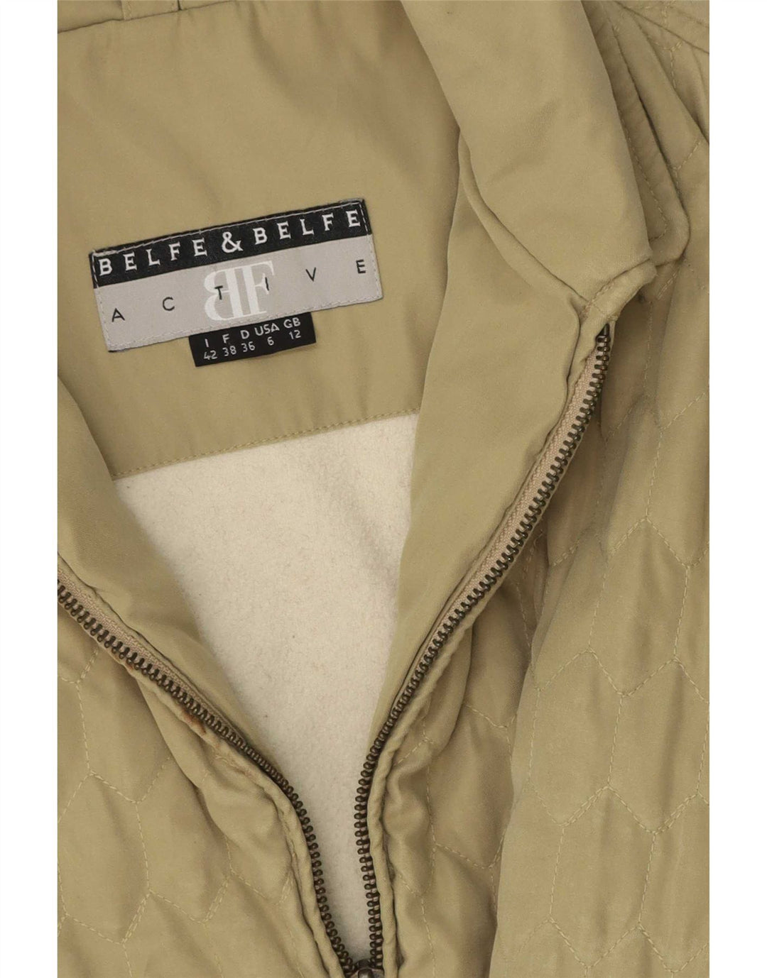 Belfe & Womens Oversized Quilted Jacket UK 12 Medium Khaki