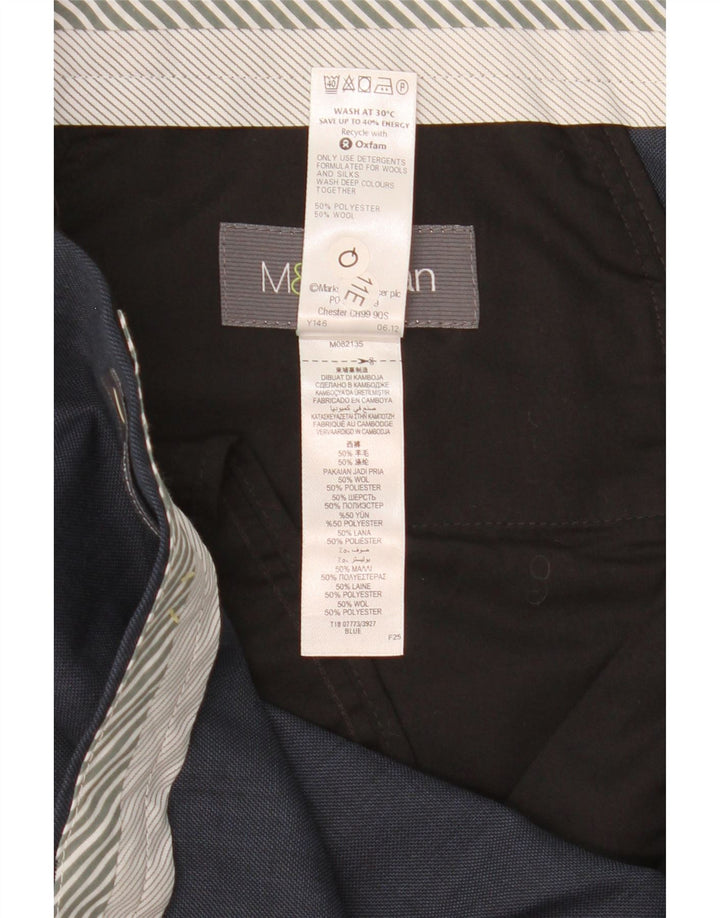 MARKS & SPENCER Mens Straight Suit Trousers W44 L29 Blue Polyester